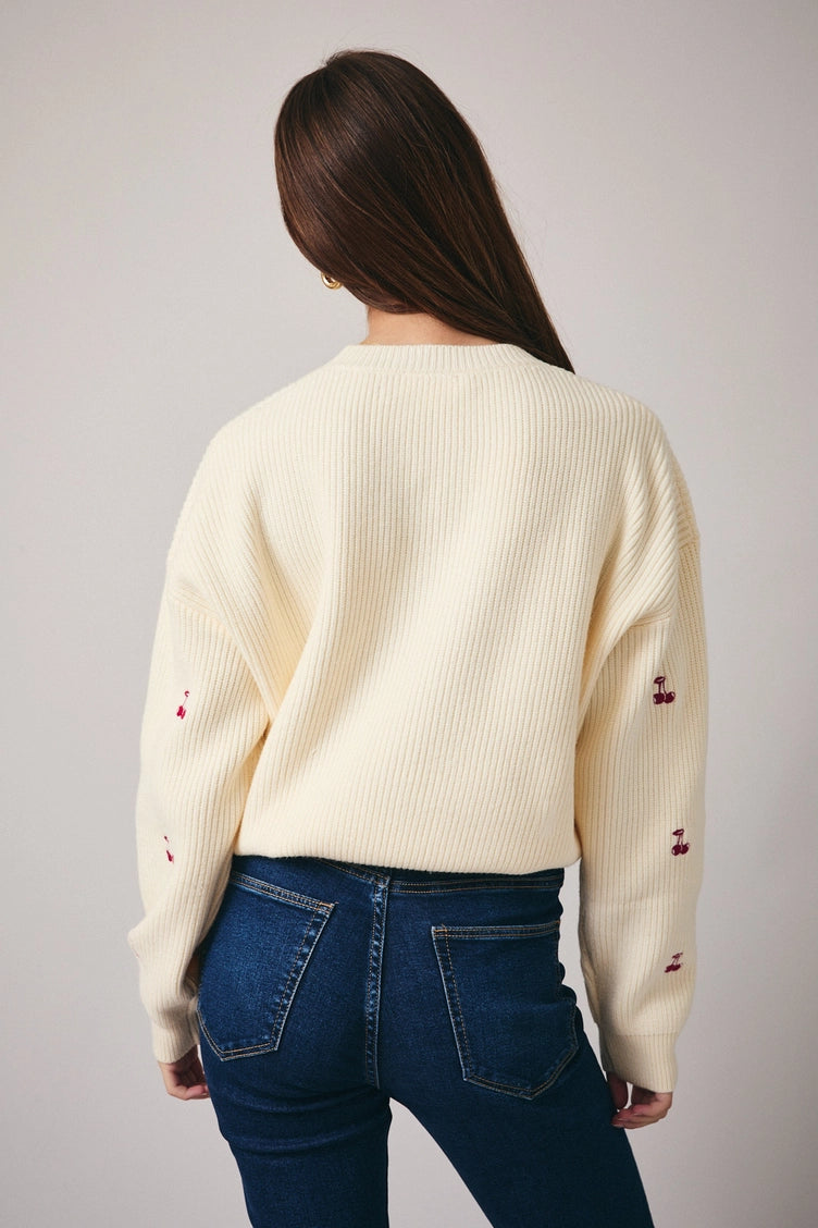Cherry Embroidered Sweater