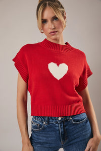 Heart Sleeveless Sweater