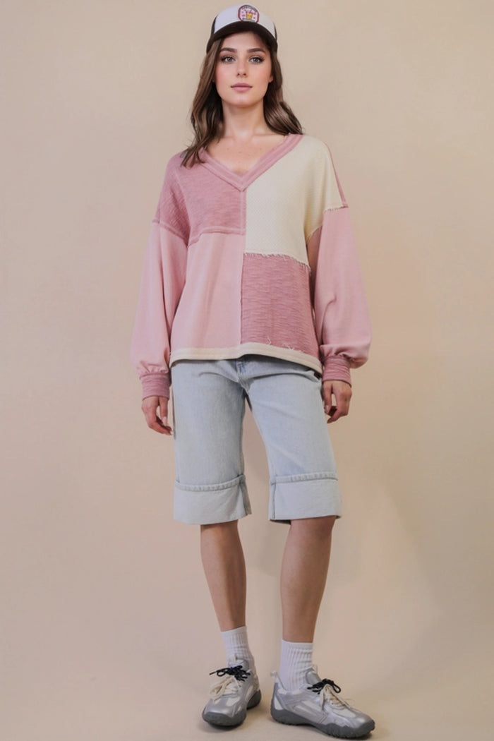 Oversized Color Block Top