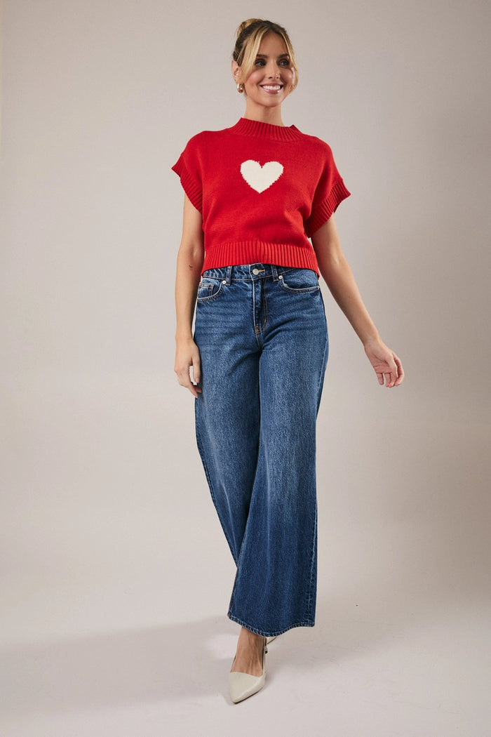 Heart Sleeveless Sweater