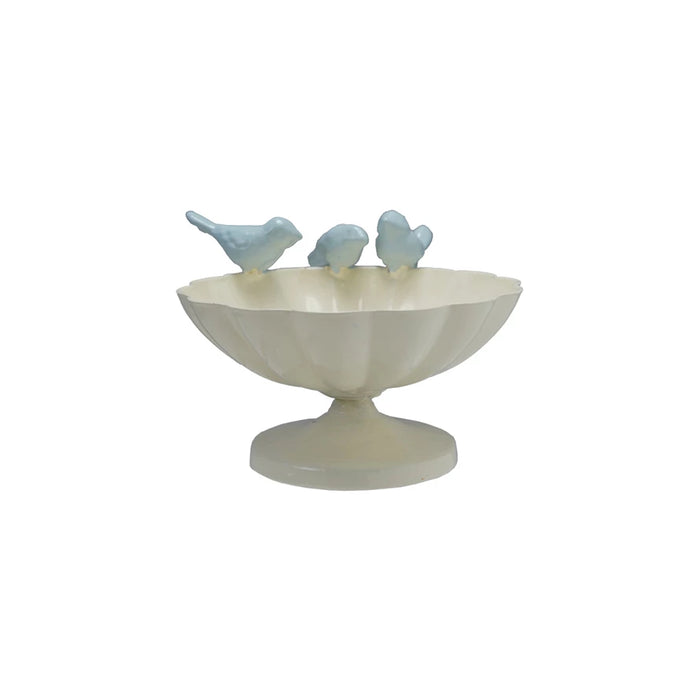 Scalloped Metal Bird Bowl