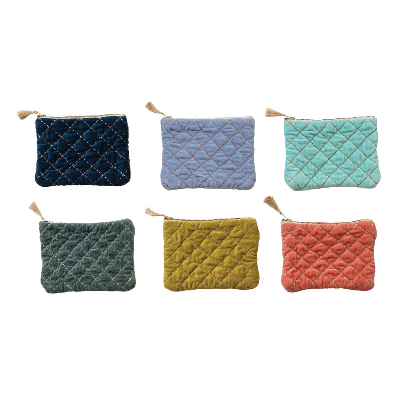 Quilted Cotton Velvet Pouch