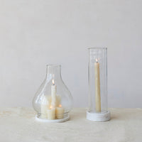 Glass Hurricanes with Marble Base