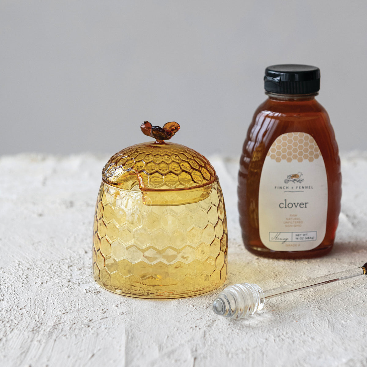 Honey Jar with Bee Finial