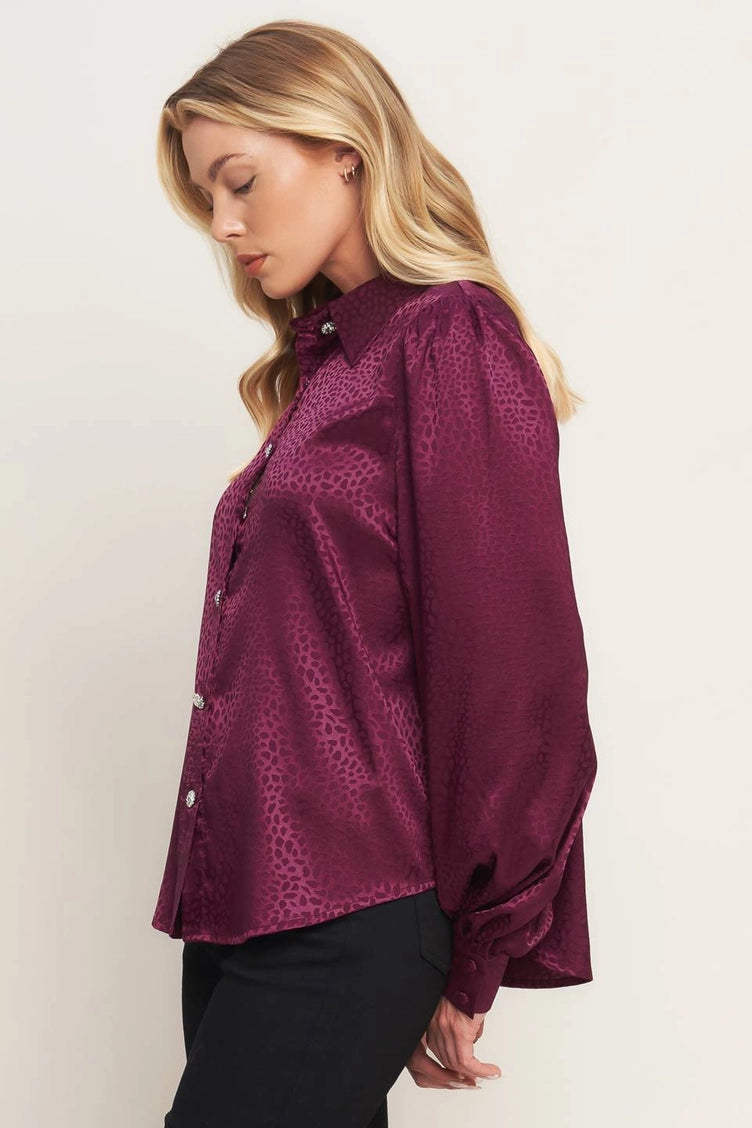 Puff Sleeve Collared Top