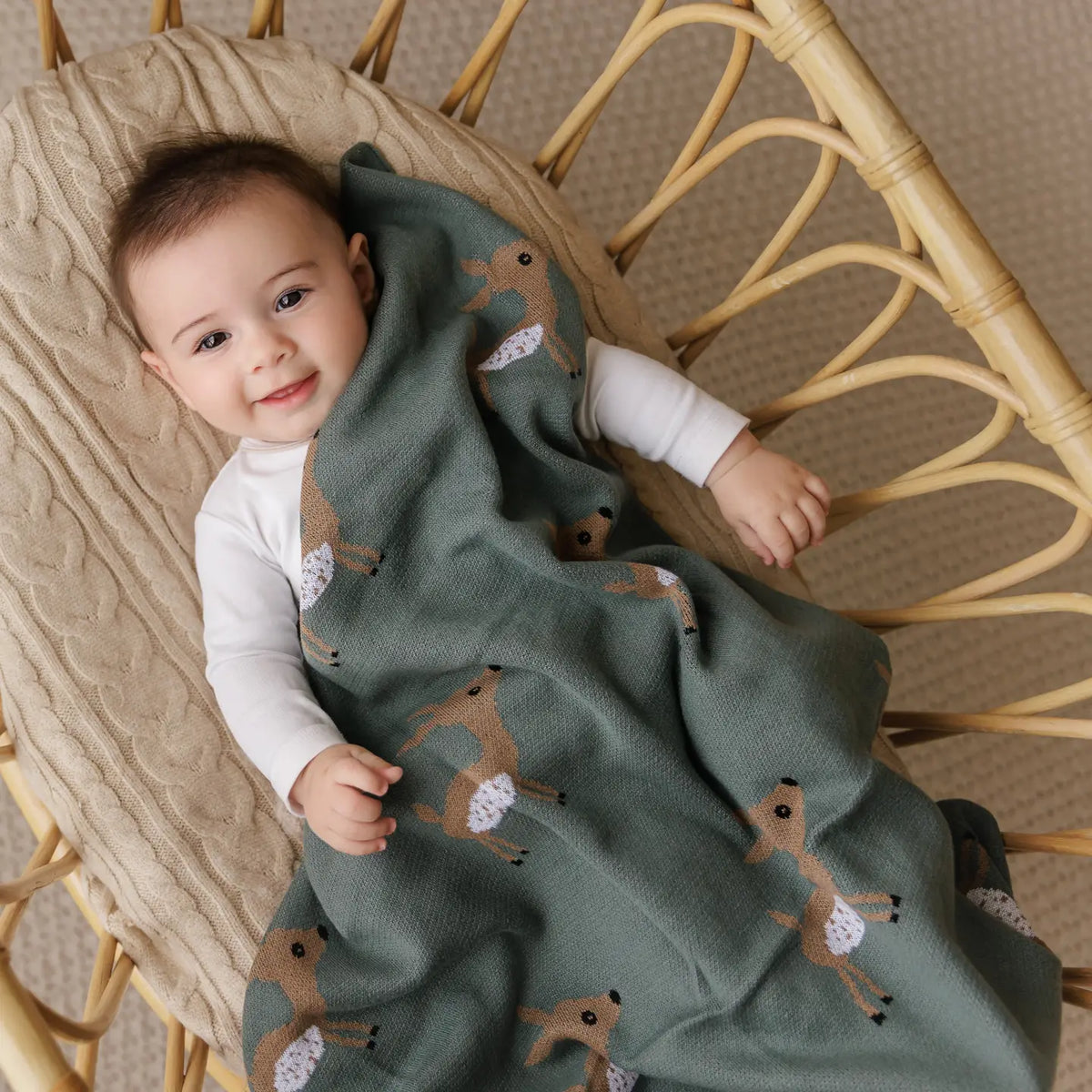 Luxury Cotton Deer Baby Blanket