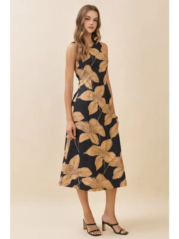 Bold Floral Midi Dress