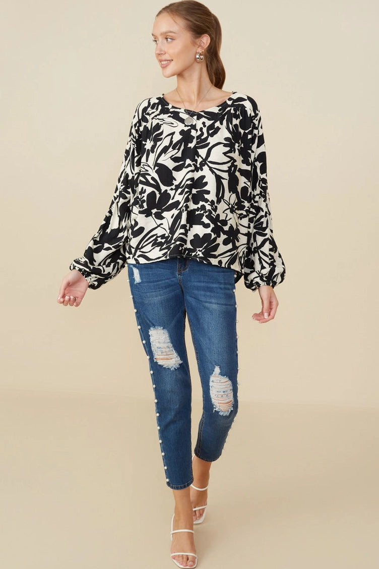 Botanical Print Dolman Top