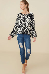 Botanical Print Dolman Top