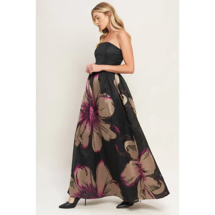 Solid and Printed Maxi Dress