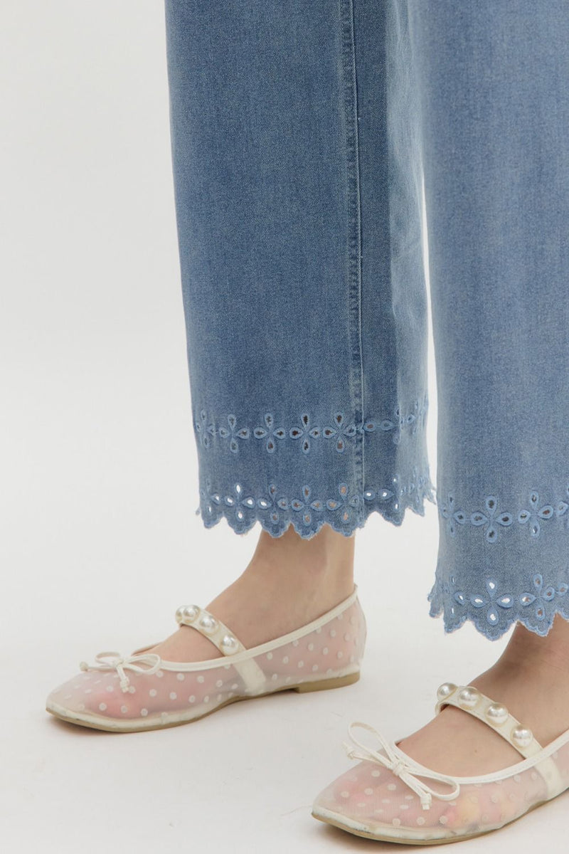 Floral Hem Jeans
