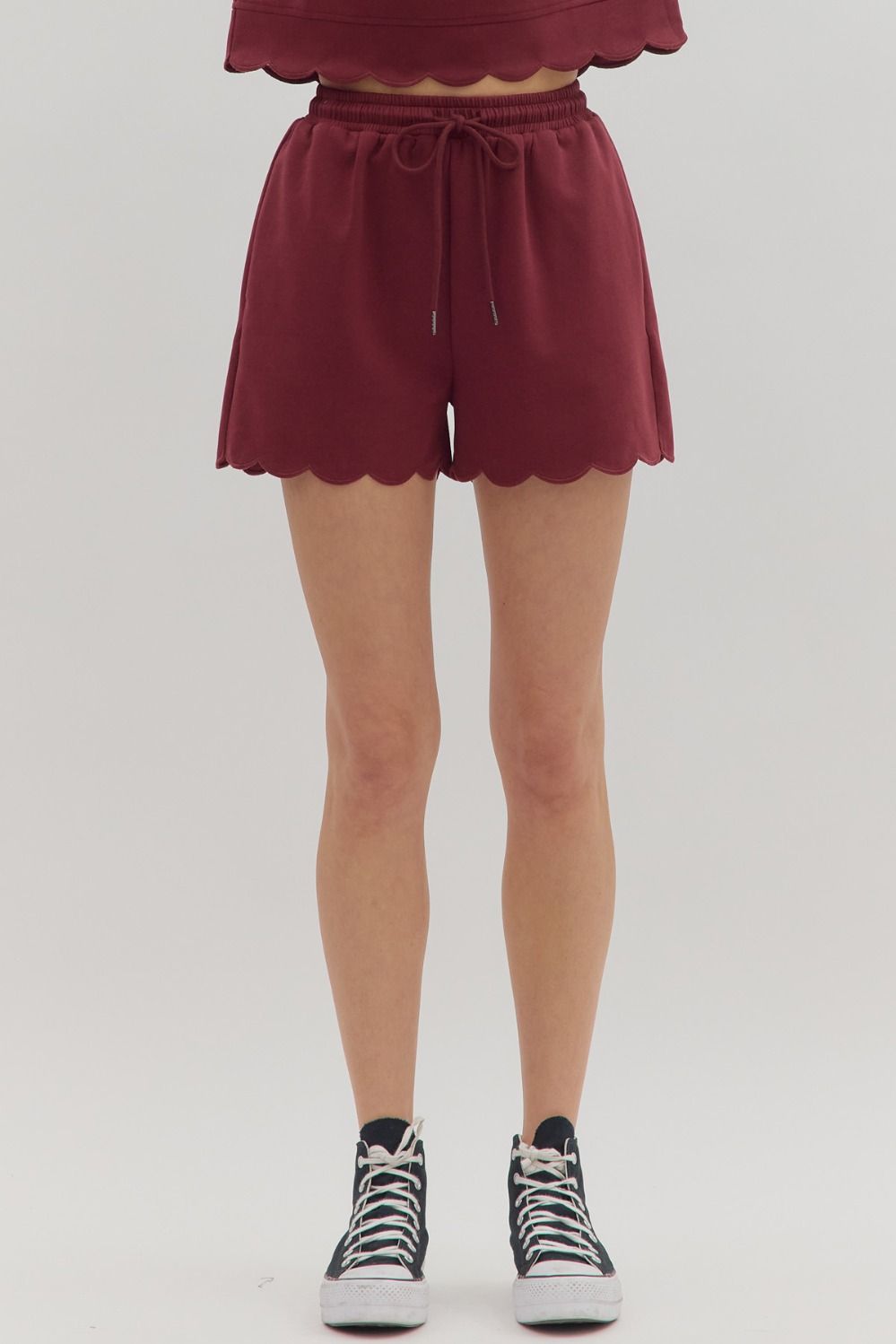 Embroidered Scalloped Edge Shorts