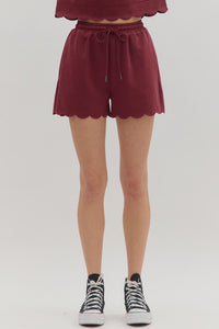 Embroidered Scalloped Edge Shorts