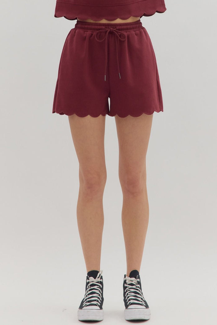 Embroidered Scalloped Edge Shorts