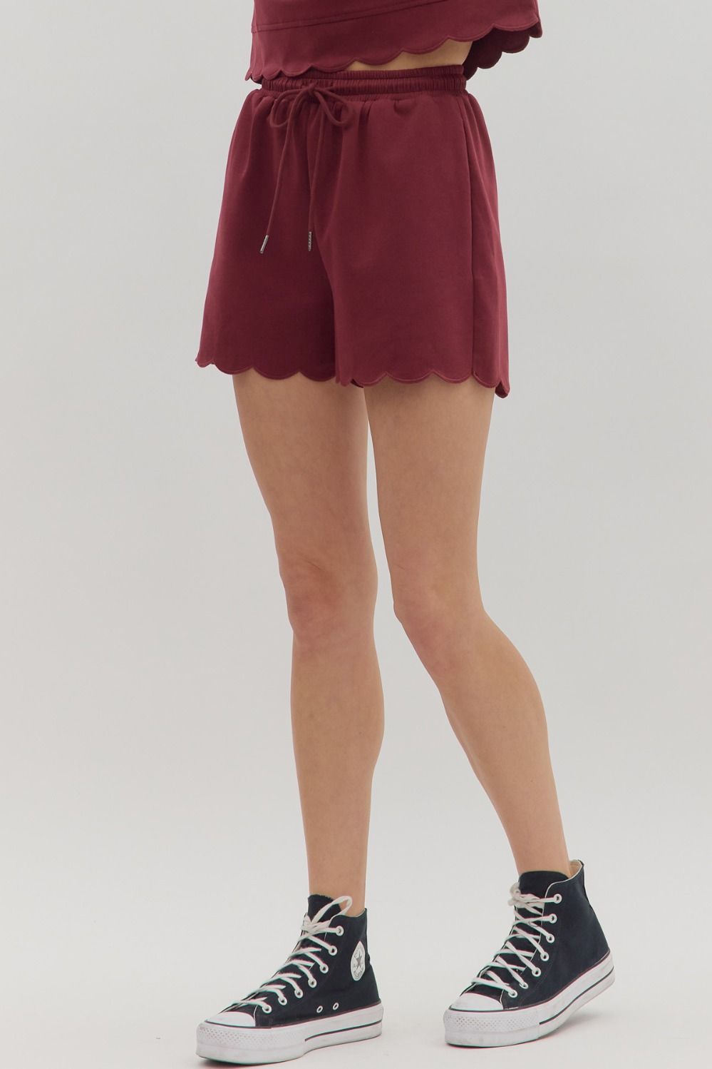 Embroidered Scalloped Edge Shorts