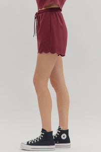 Embroidered Scalloped Edge Shorts