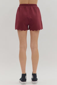 Embroidered Scalloped Edge Shorts