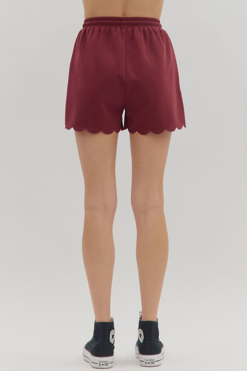 Embroidered Scalloped Edge Shorts