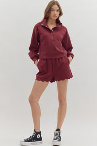 Embroidered Scalloped Edge Shorts