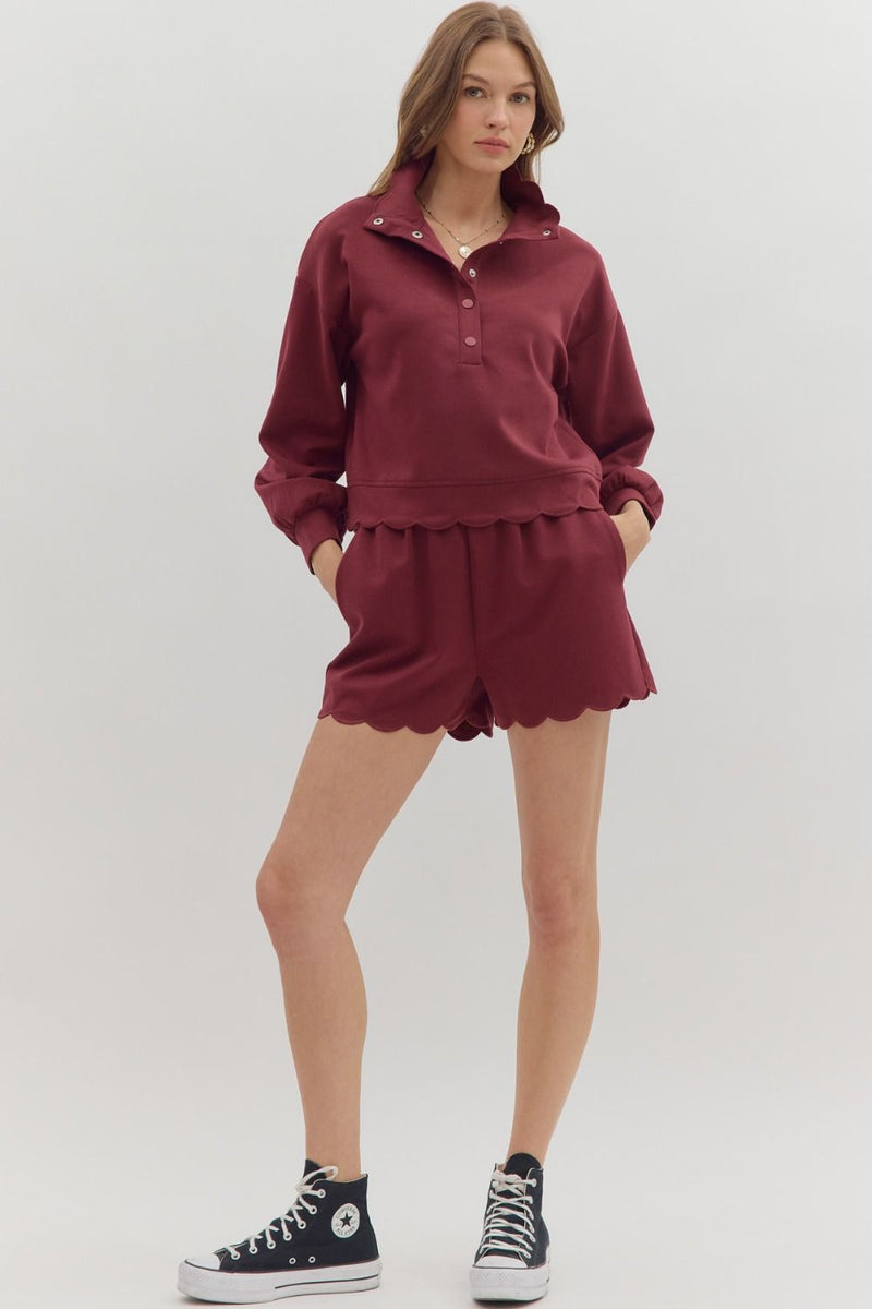 Embroidered Scalloped Edge Shorts