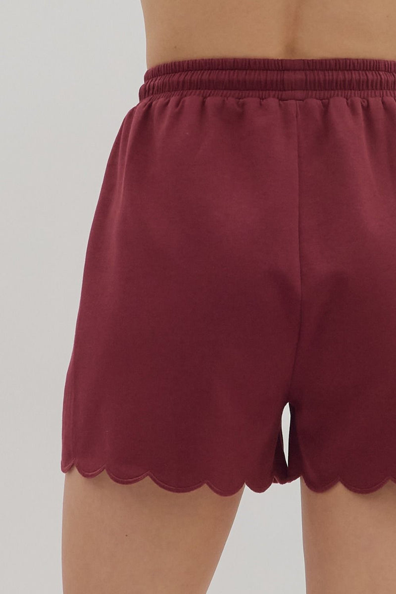 Embroidered Scalloped Edge Shorts