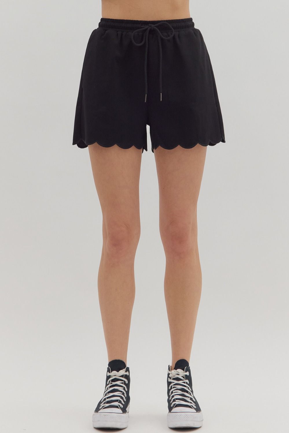 Embroidered Scalloped Edge Shorts