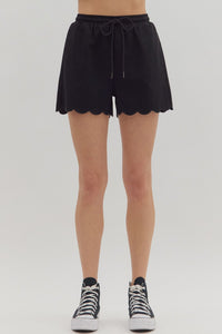 Embroidered Scalloped Edge Shorts