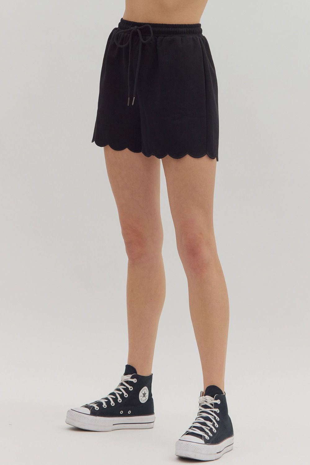 Embroidered Scalloped Edge Shorts
