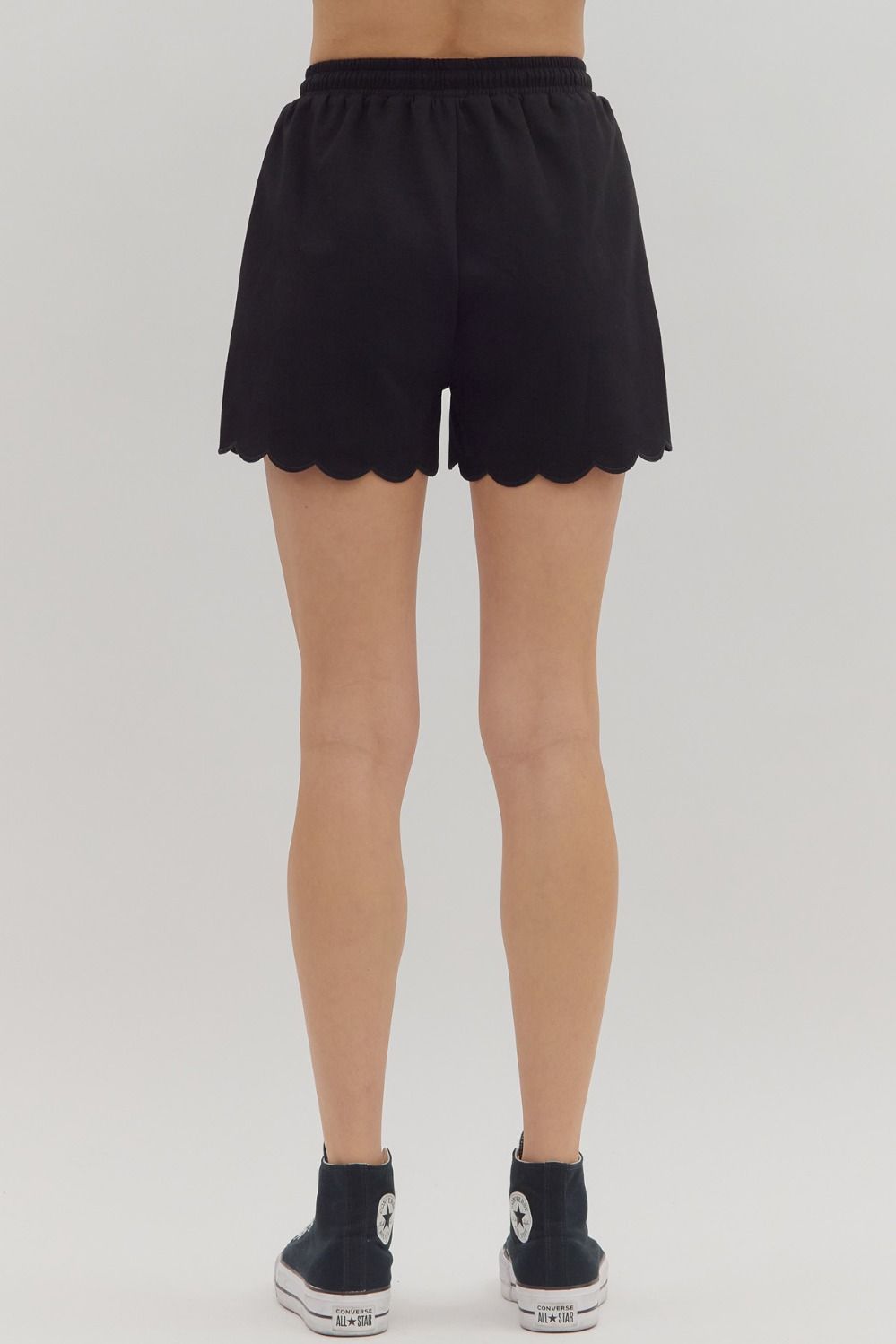 Embroidered Scalloped Edge Shorts