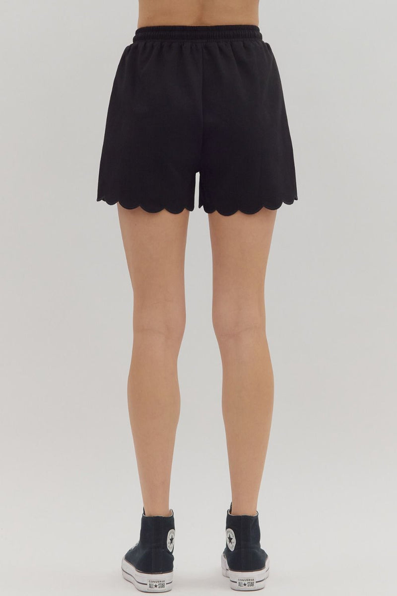 Embroidered Scalloped Edge Shorts