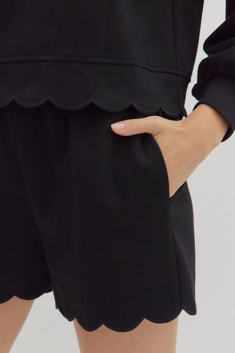 Embroidered Scalloped Edge Shorts