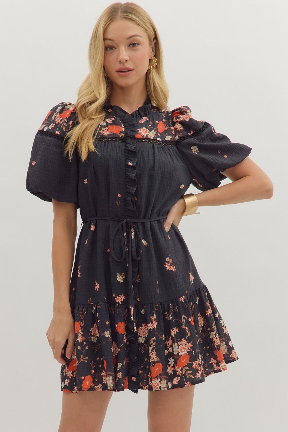 Floral Tie Waist Dress