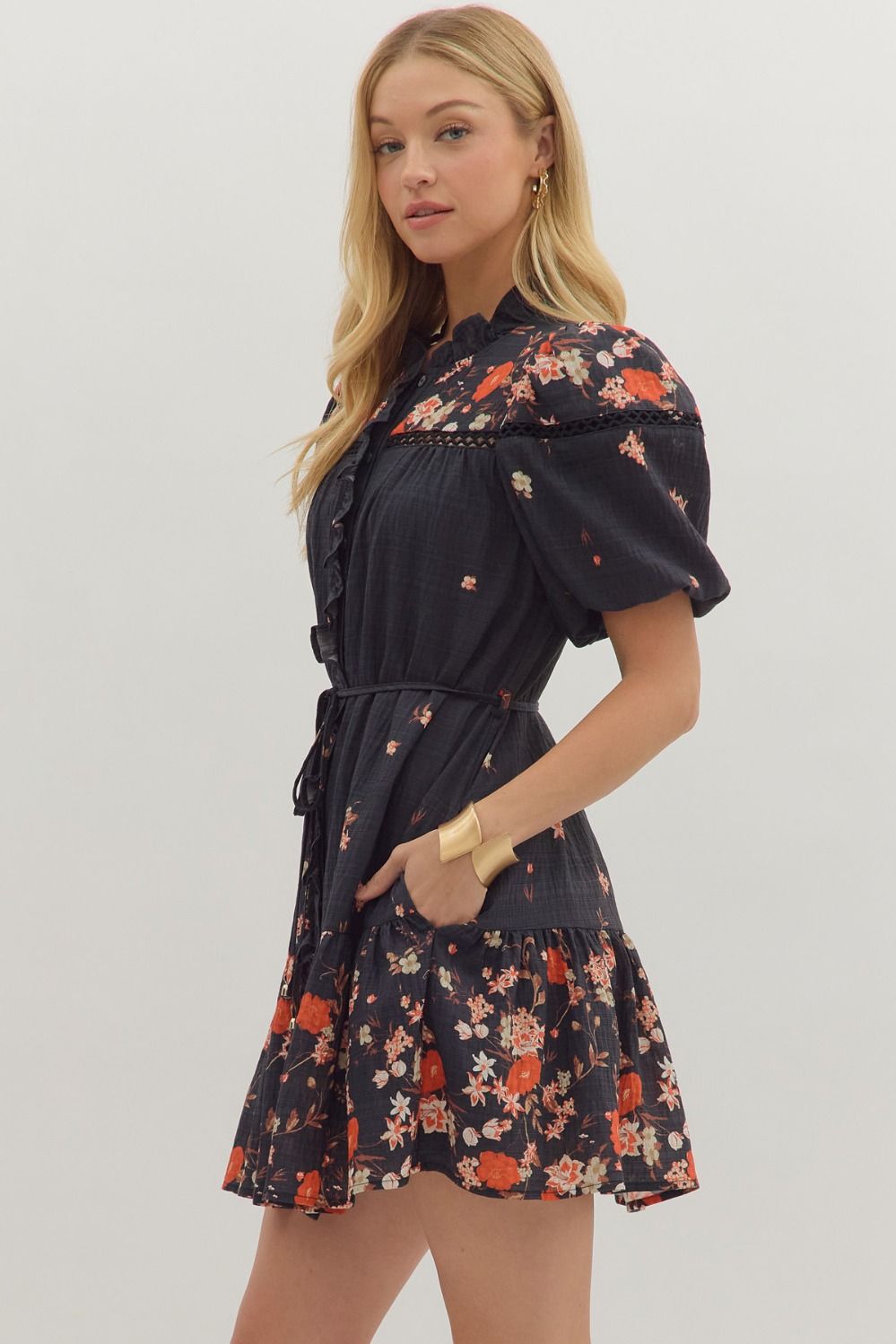 Floral Tie Waist Dress