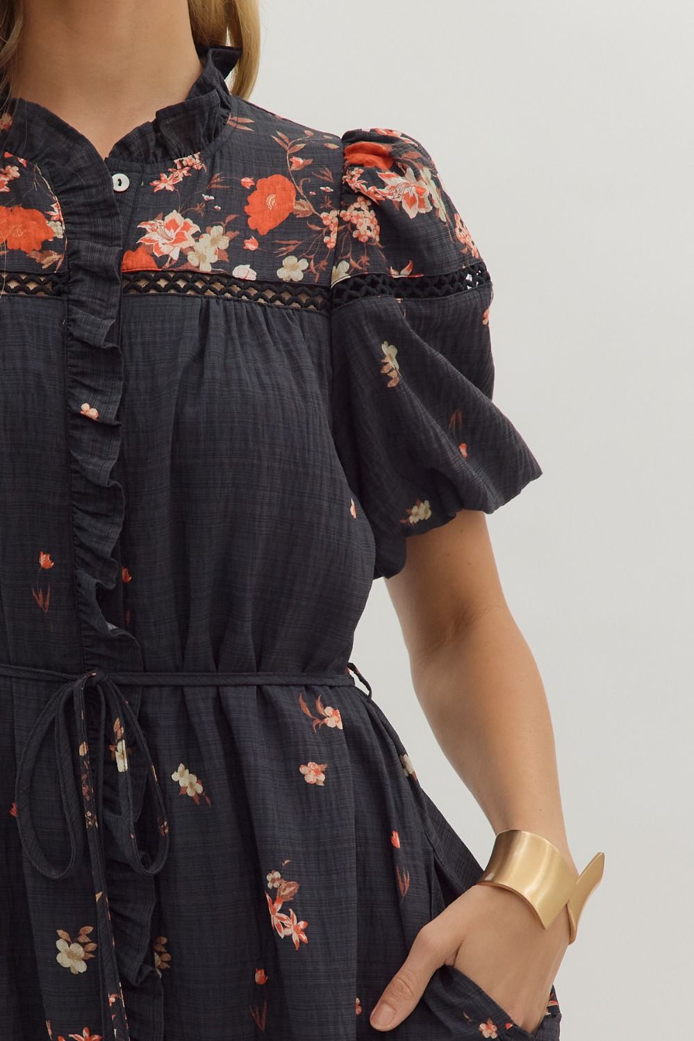 Floral Tie Waist Dress