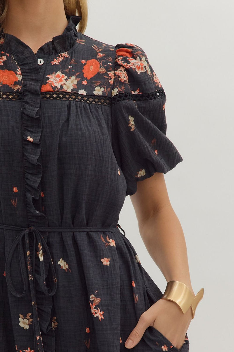 Floral Tie Waist Dress