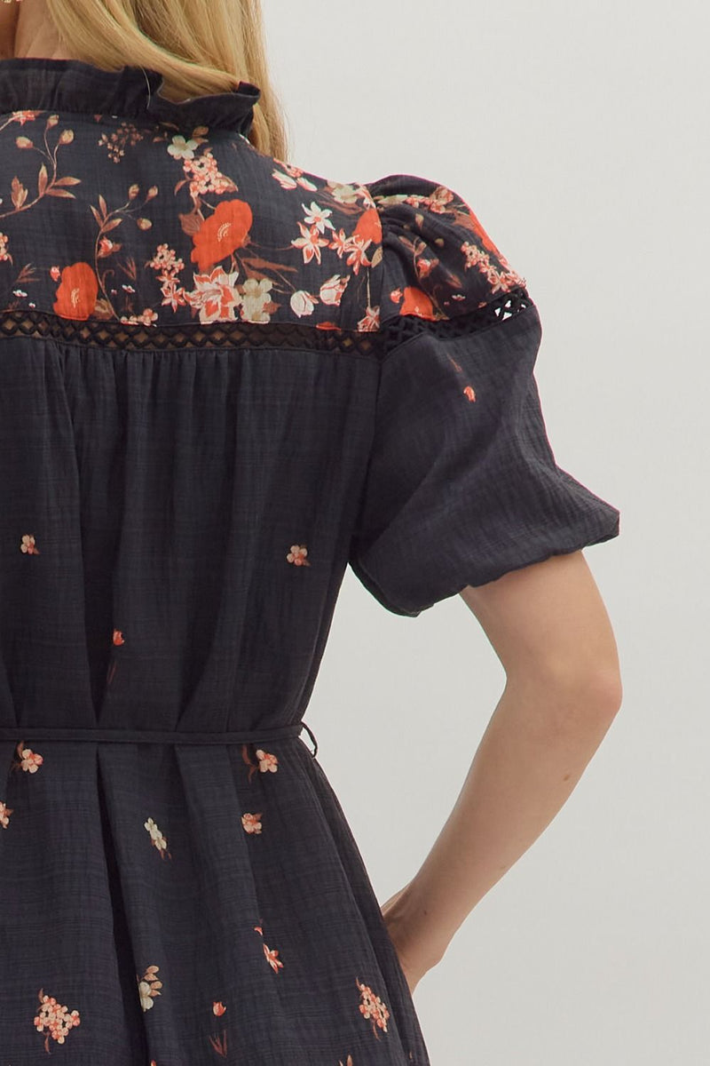 Floral Tie Waist Dress