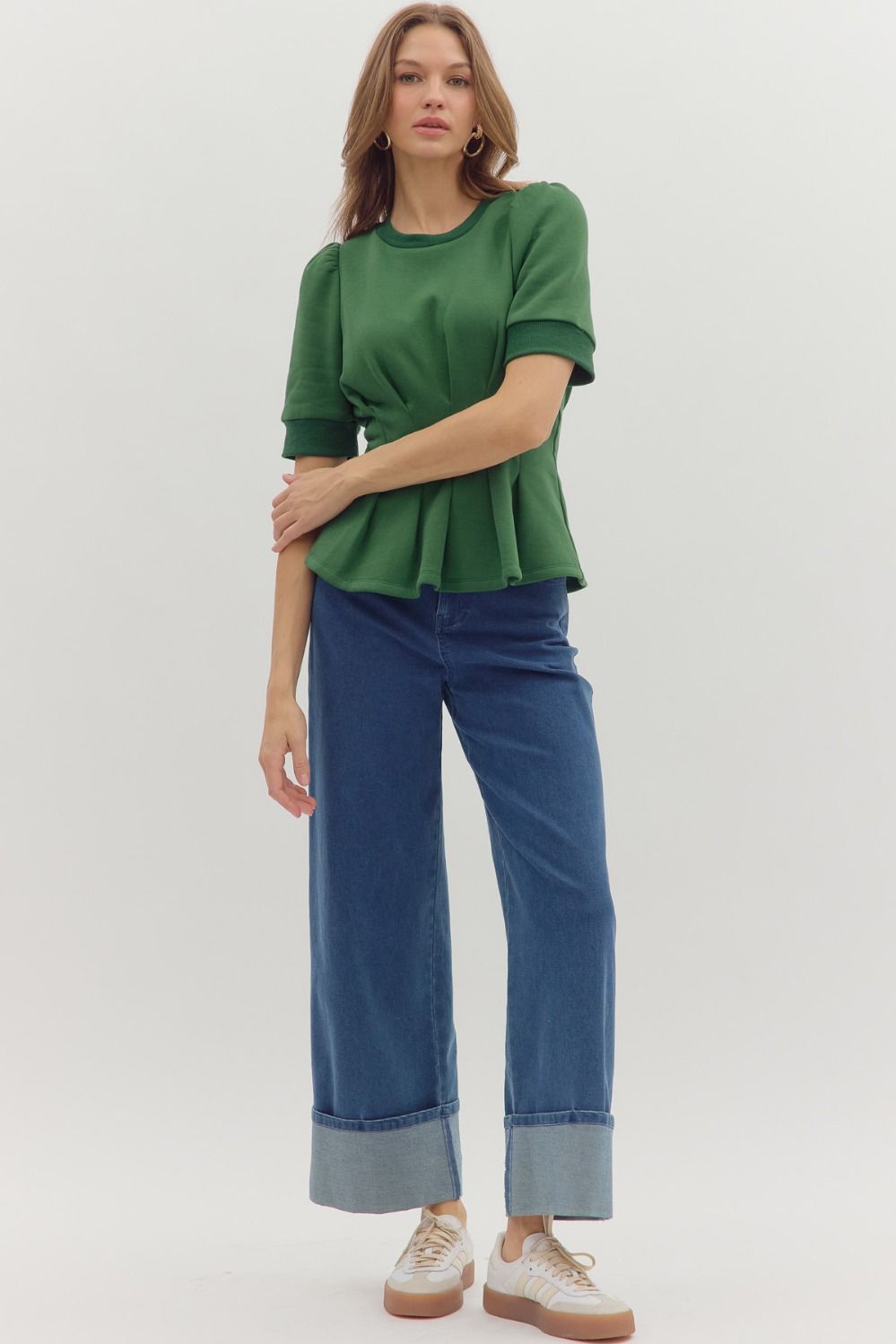 Flared Hem Pleated Top
