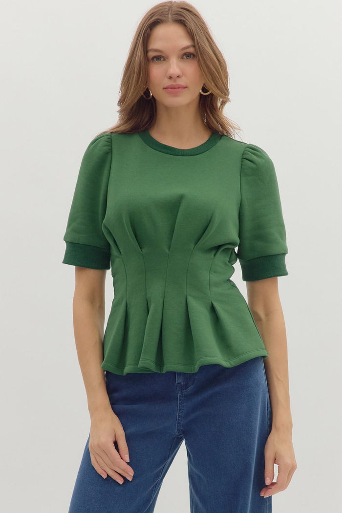 Flared Hem Pleated Top