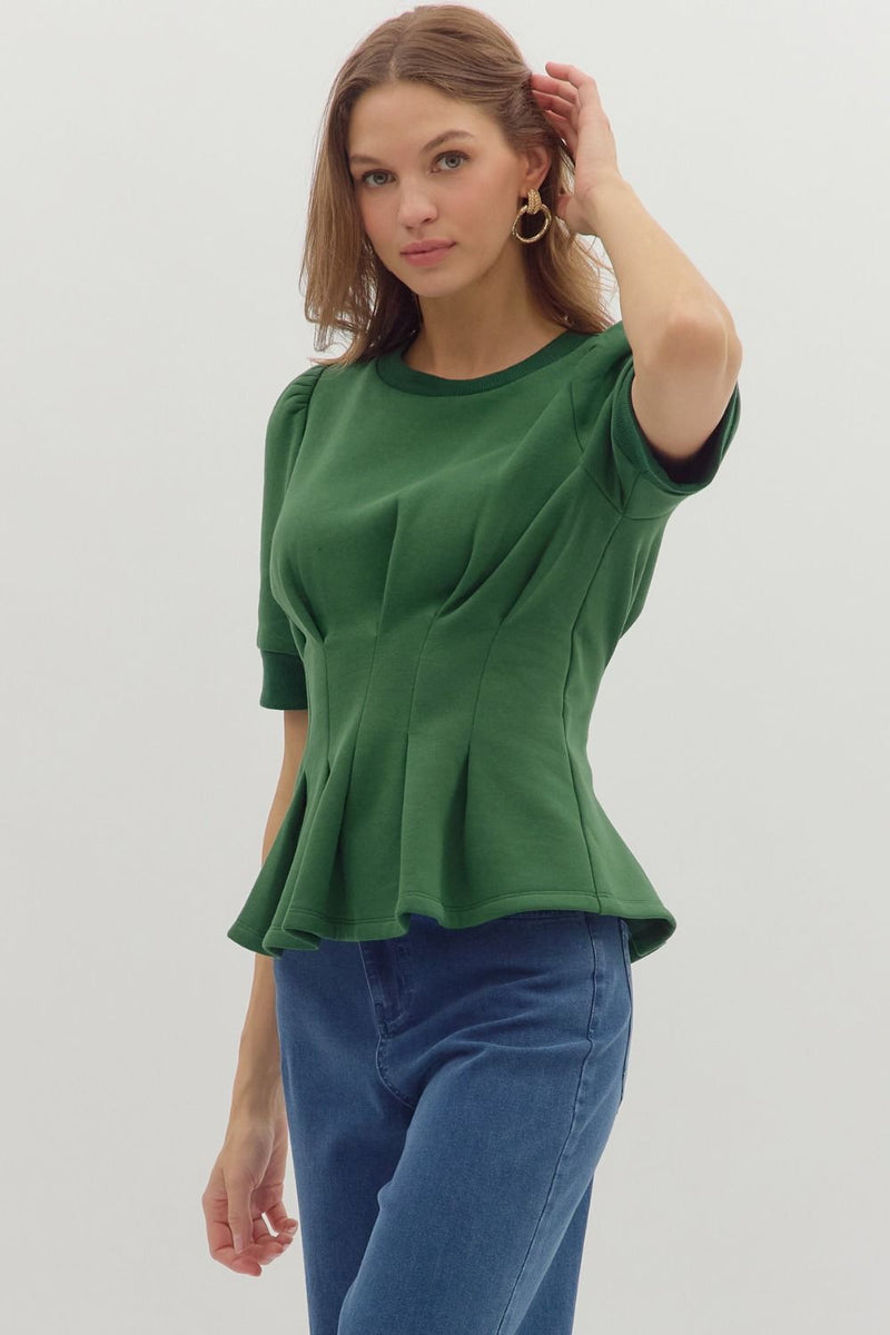 Flared Hem Pleated Top
