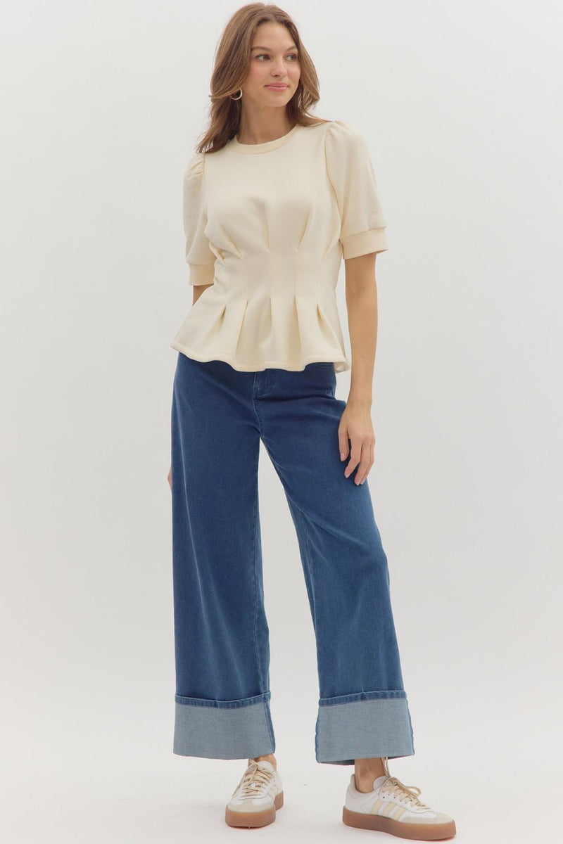 Flared Hem Pleated Top