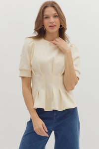 Flared Hem Pleated Top