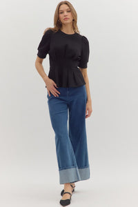 Flared Hem Pleated Top