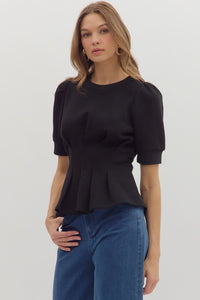 Flared Hem Pleated Top