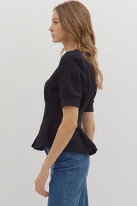 Flared Hem Pleated Top