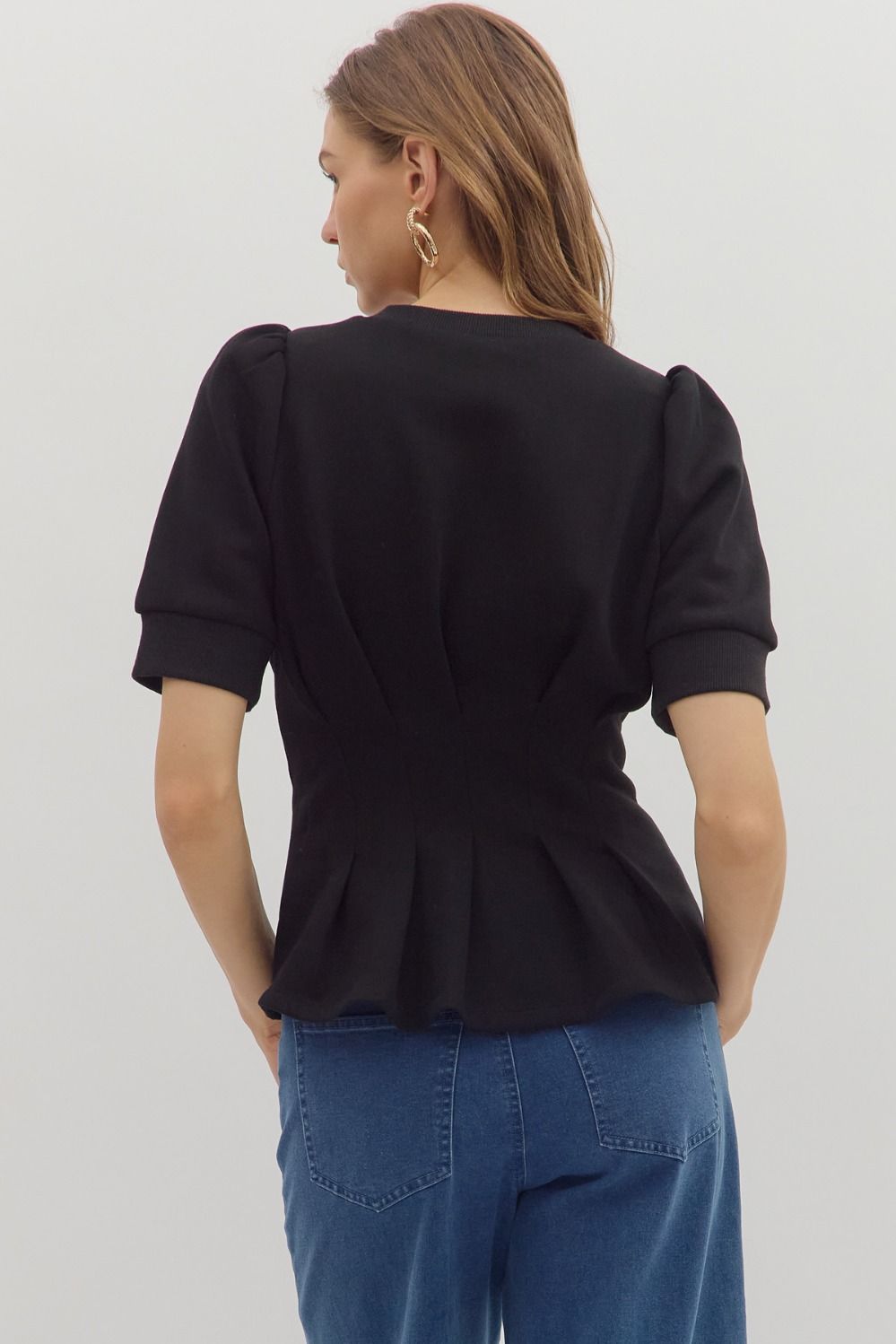 Flared Hem Pleated Top