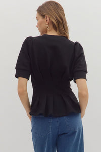 Flared Hem Pleated Top