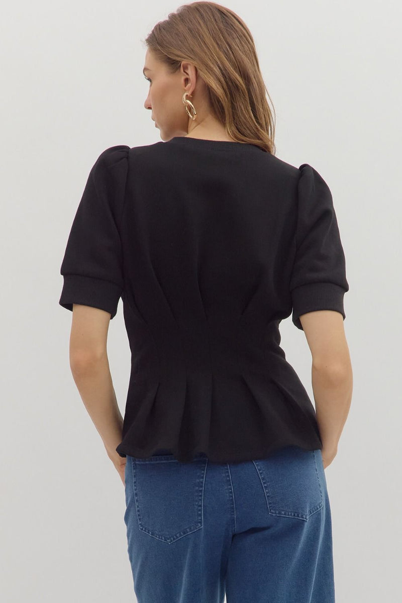 Flared Hem Pleated Top