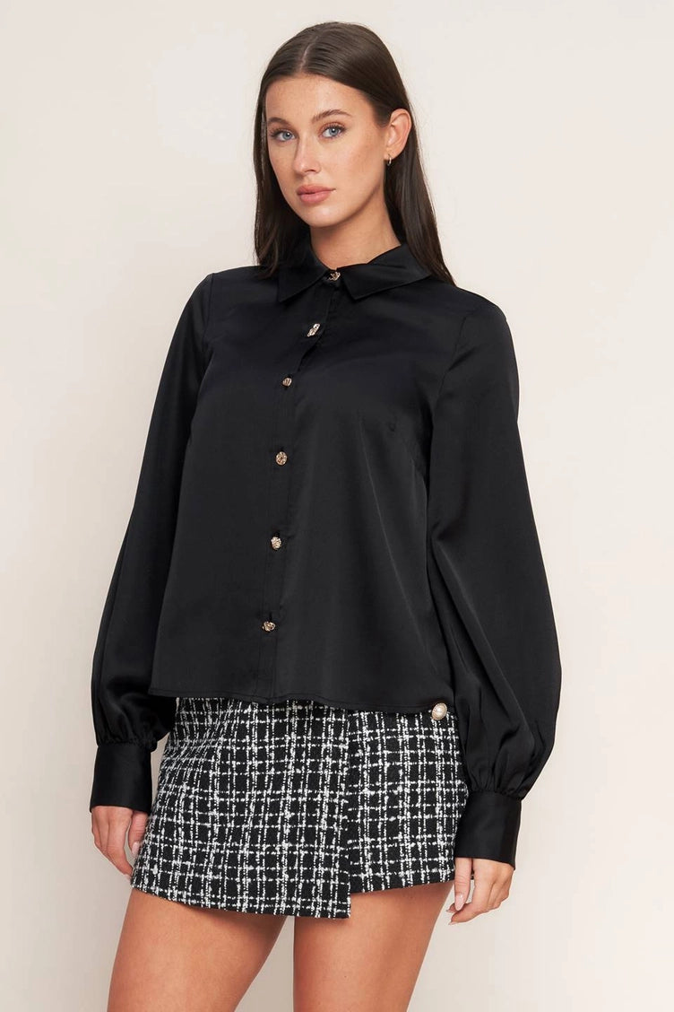Blouson Sleeve Collared Top