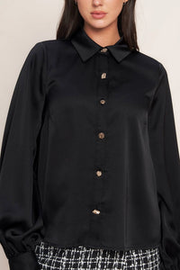 Blouson Sleeve Collared Top