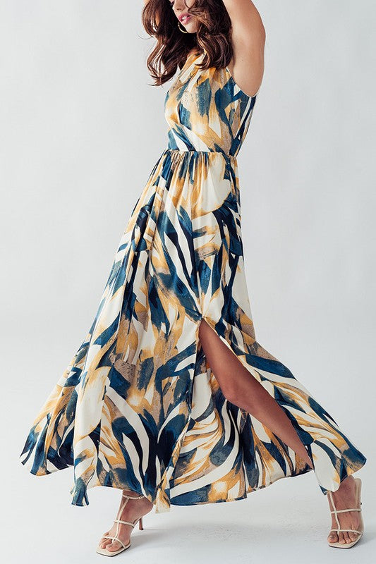 Elsie Abstract Halter Dress